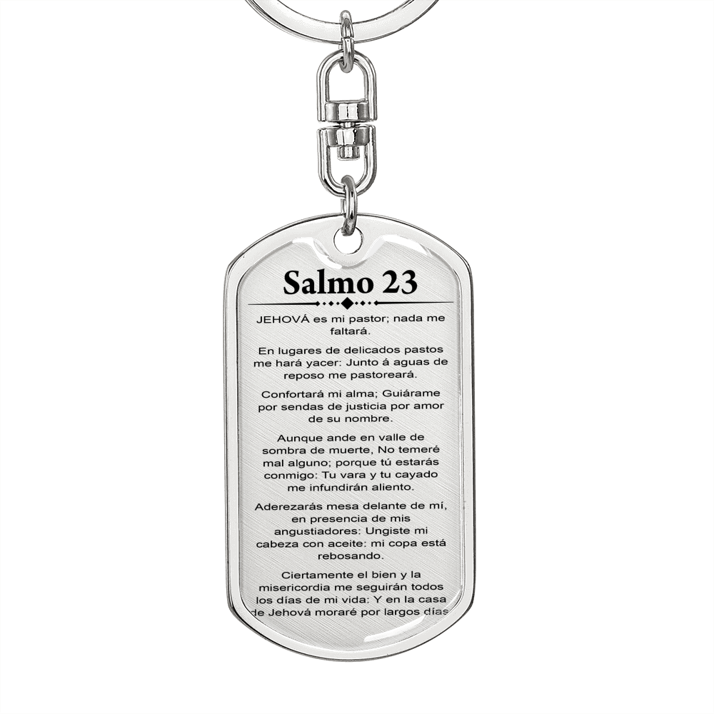 Salmo 23 Psalm 23 Spanish Keychain Stainless Steel or 18k Gold Dog Tag Keyring-Express Your Love Gifts