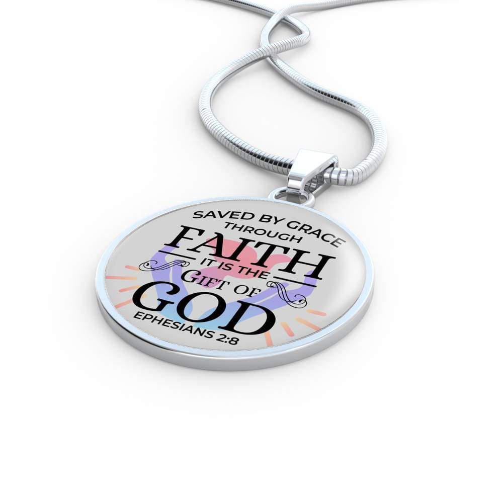 Saved By Grace Circle Necklace Stainless Steel or 18k Gold 18-22" - Express Your Love Gifts