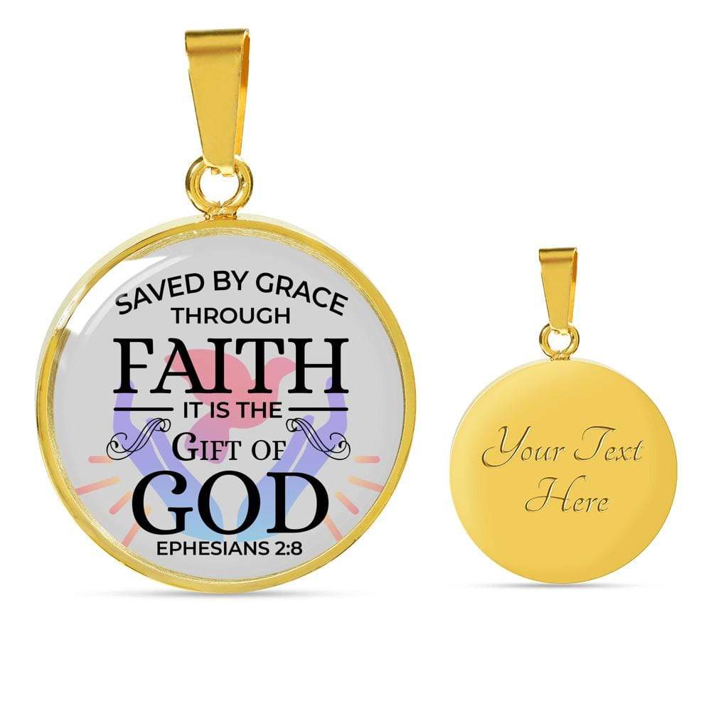 Saved By Grace Circle Necklace Stainless Steel or 18k Gold 18-22" - Express Your Love Gifts