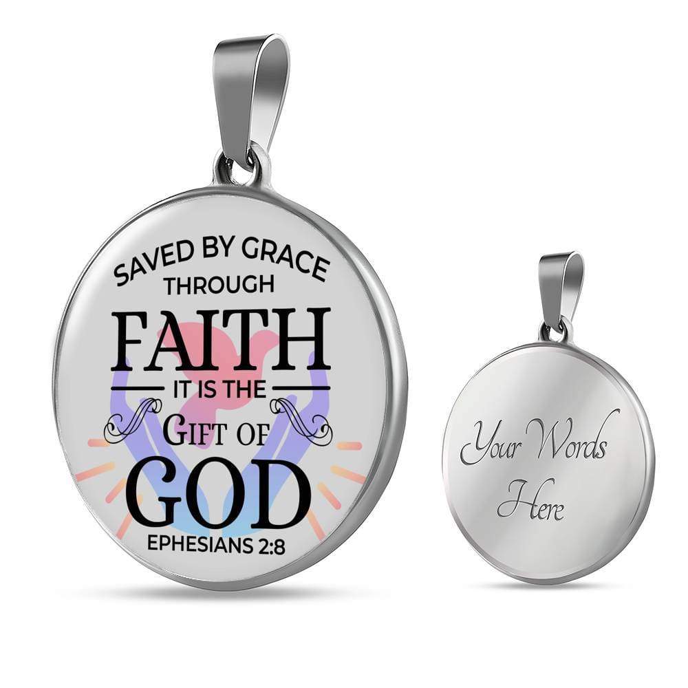 Saved By Grace Circle Necklace Stainless Steel or 18k Gold 18-22" - Express Your Love Gifts