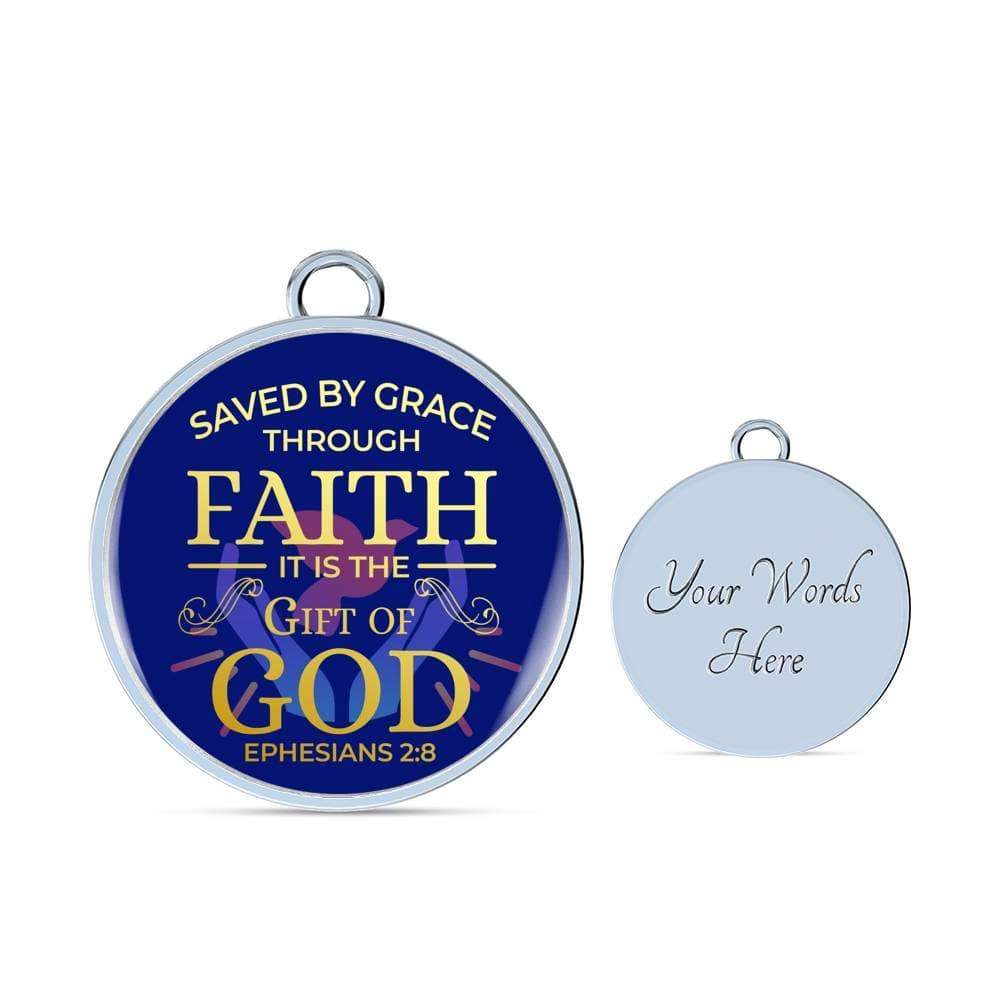 Saved By Grace Ephesians 2:8 Stainless Steel or 18k Gold Circle Bangle Bracelet - Express Your Love Gifts