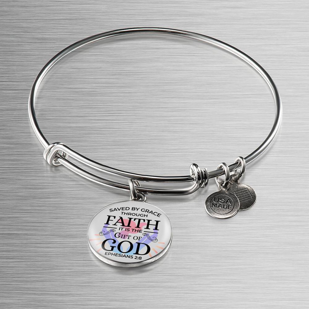 Saved by Grace Stainless Steel or 18k Gold Circle Bangle Bracelet - Express Your Love Gifts