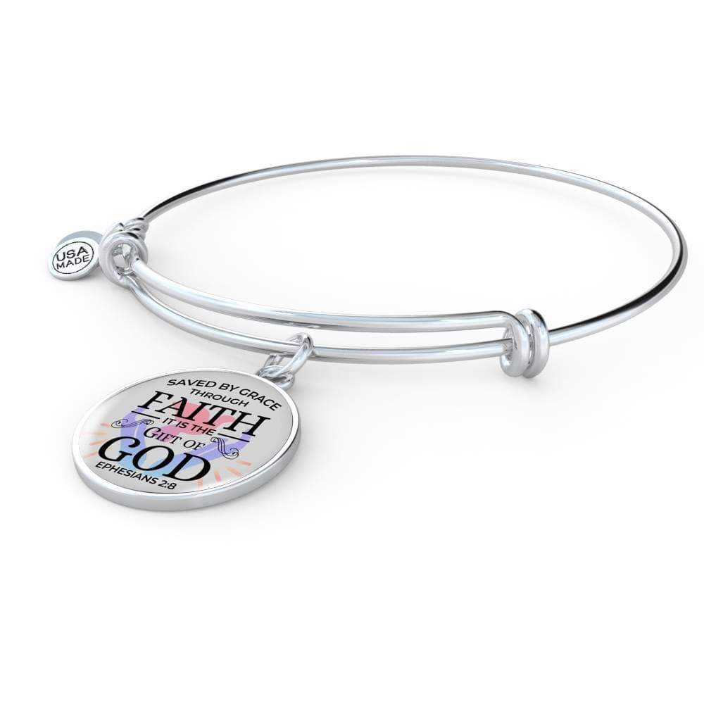 Saved by Grace Stainless Steel or 18k Gold Circle Bangle Bracelet - Express Your Love Gifts