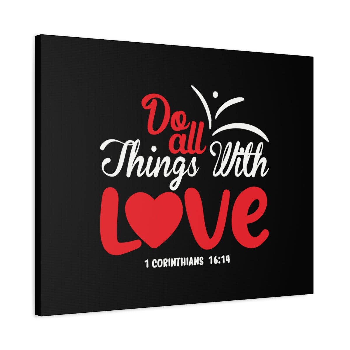 Scripture Canvas All Things With Love Red 1 Corinthians 16:14 Christian Wall Art Bible Verse Print Ready to Hang