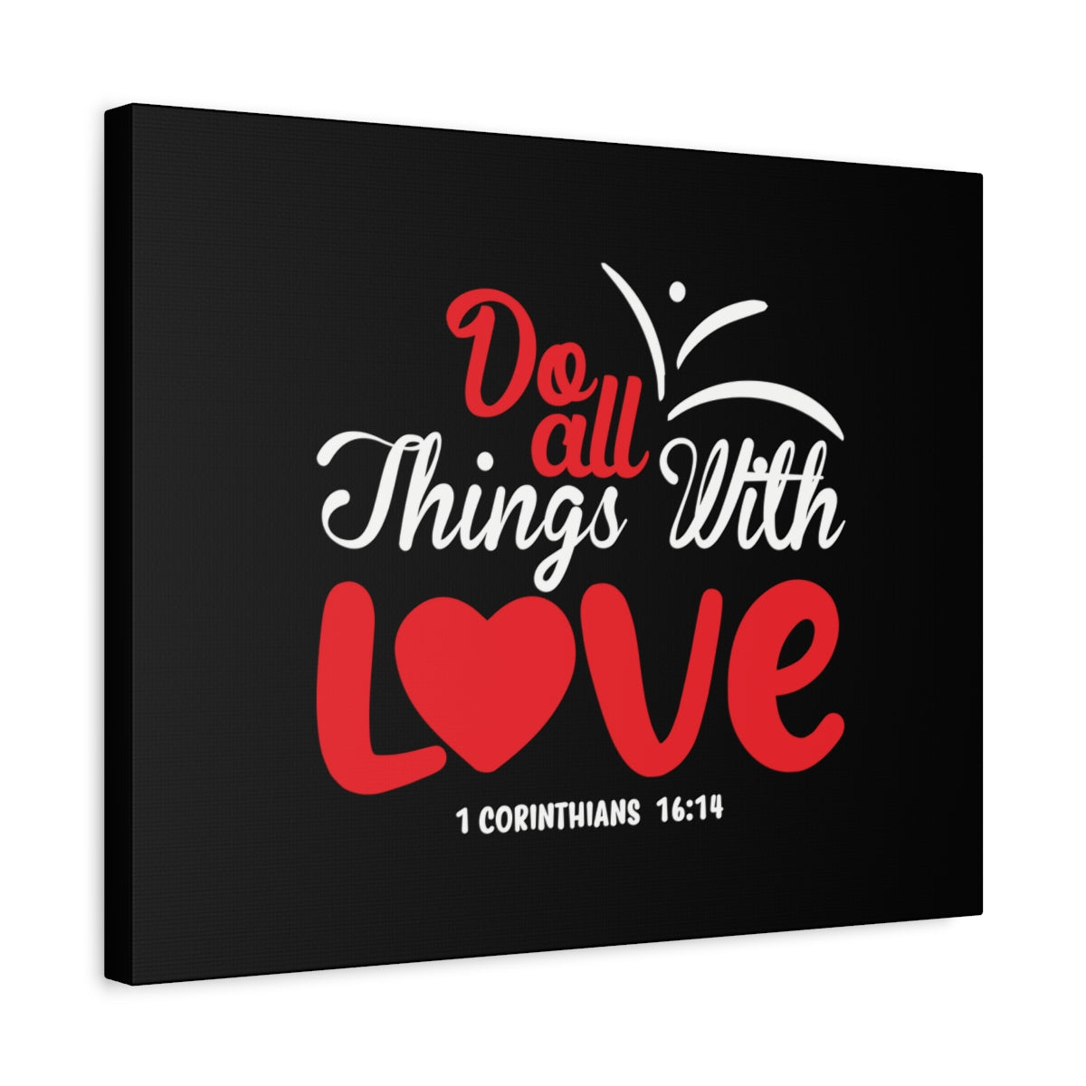 Scripture Canvas All Things With Love Red 1 Corinthians 16:14 Christian Wall Art Bible Verse Print Ready to Hang