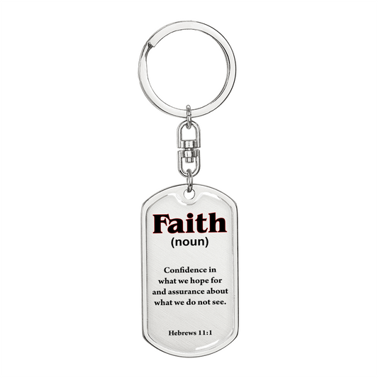 Scripture Necklace Faith Defined Hebrews Swivel Keychain Dog Tag Stainless Steel or 18k Gold-Express Your Love Gifts