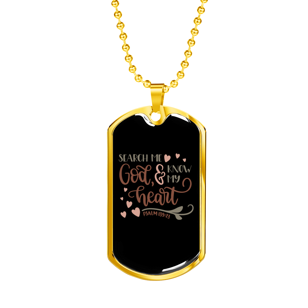 Search Me God Christian Necklace Stainless Steel or 18k Gold Dog Tag 24" Chain-Express Your Love Gifts