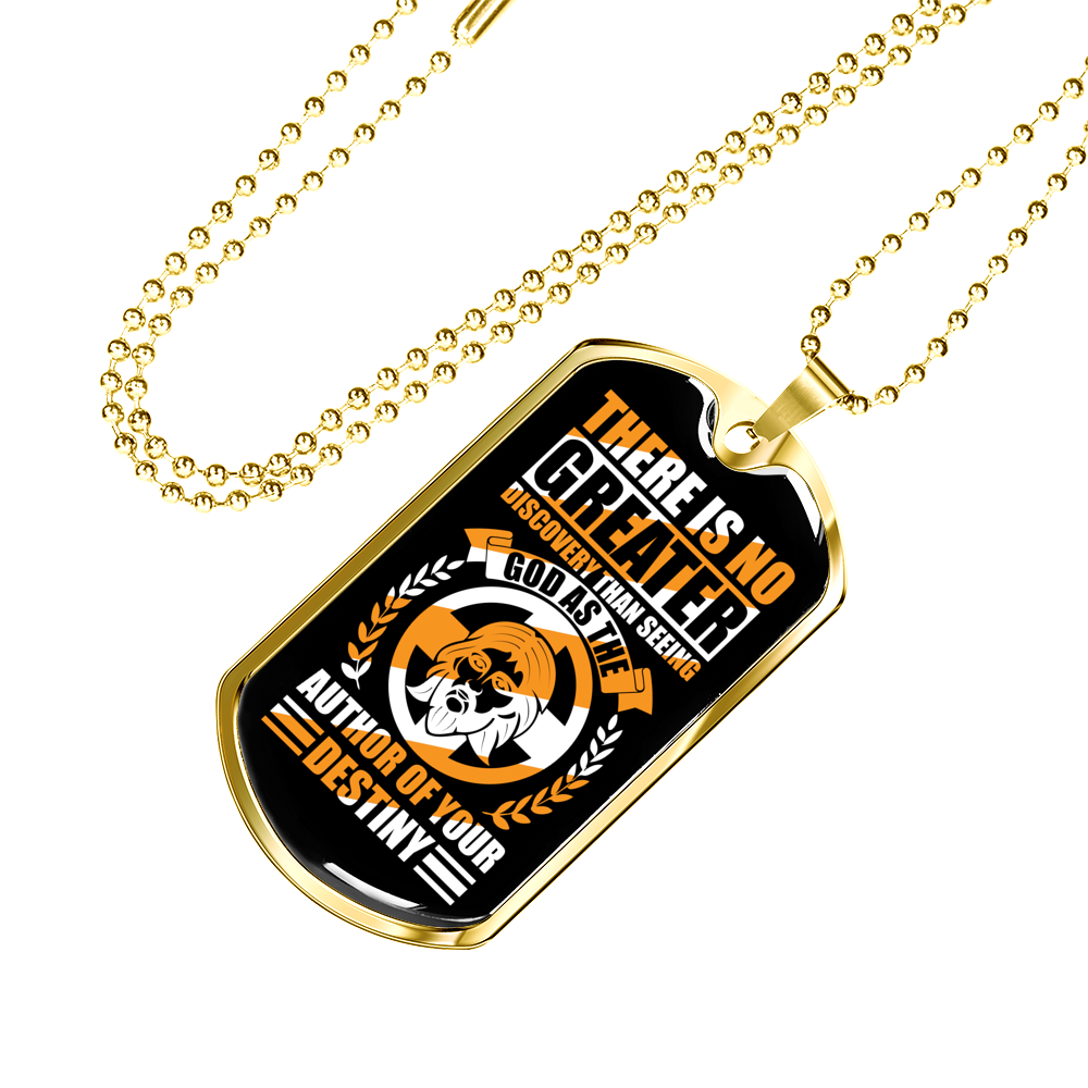 Seeing God As Author Christian Necklace Stainless Steel or 18k Gold Dog Tag 24" Chain-Express Your Love Gifts