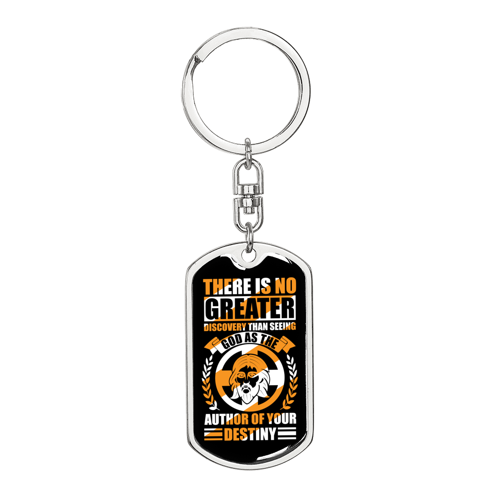 Seeing God As Author Keychain Stainless Steel or 18k Gold Dog Tag Keyring-Express Your Love Gifts