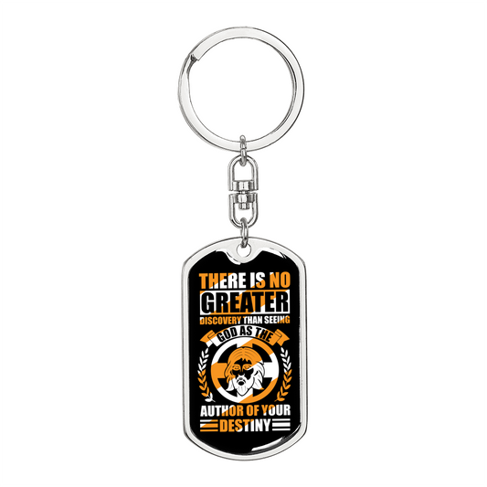 Seeing God As Author Keychain Stainless Steel or 18k Gold Dog Tag Keyring-Express Your Love Gifts