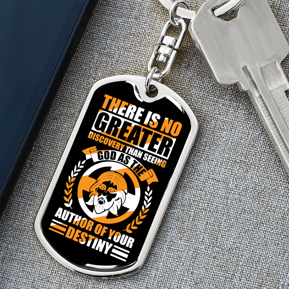Seeing God As Author Keychain Stainless Steel or 18k Gold Dog Tag Keyring-Express Your Love Gifts