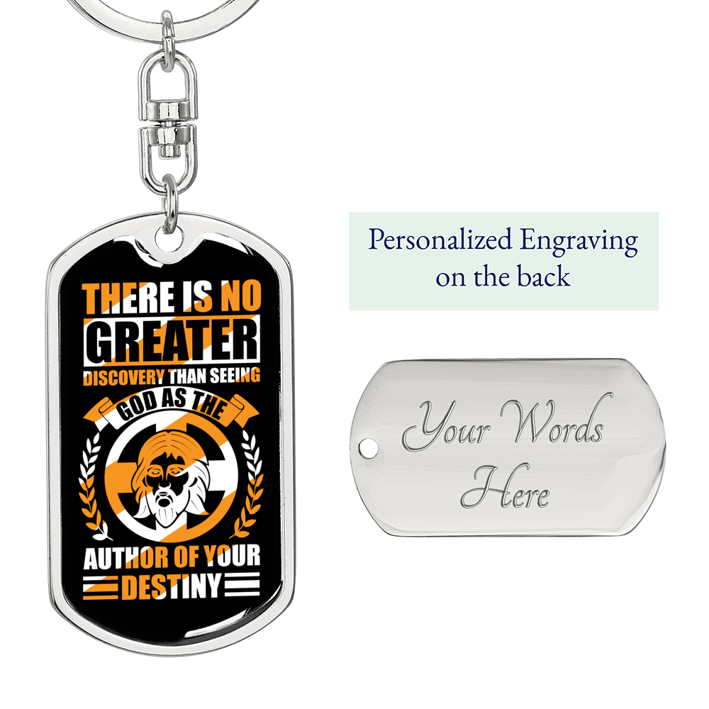 Seeing God As Author Keychain Stainless Steel or 18k Gold Dog Tag Keyring-Express Your Love Gifts