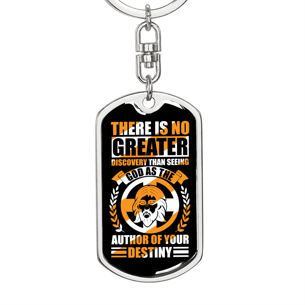 Seeing God As Author Keychain Stainless Steel or 18k Gold Dog Tag Keyring-Express Your Love Gifts