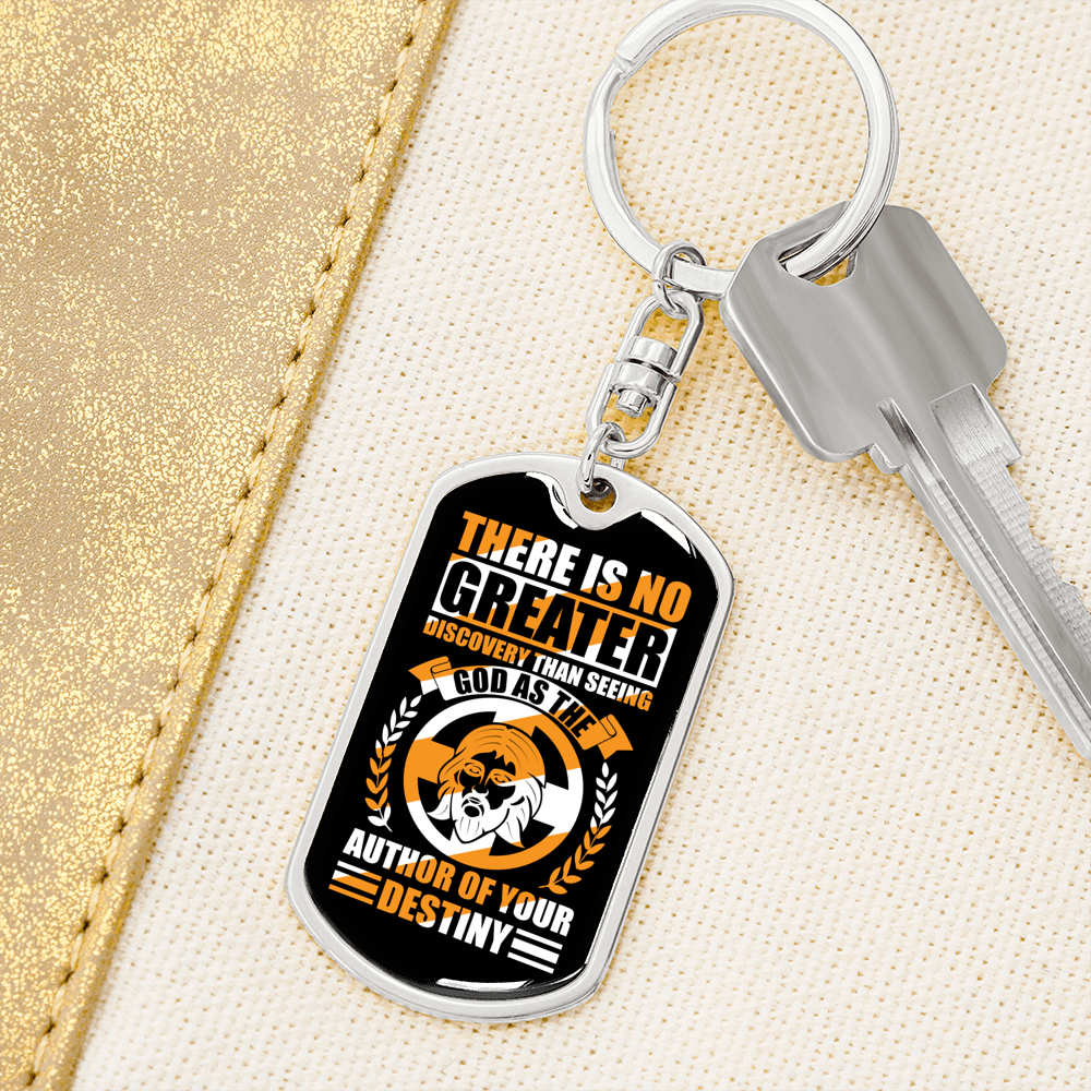 Seeing God As Author Keychain Stainless Steel or 18k Gold Dog Tag Keyring-Express Your Love Gifts