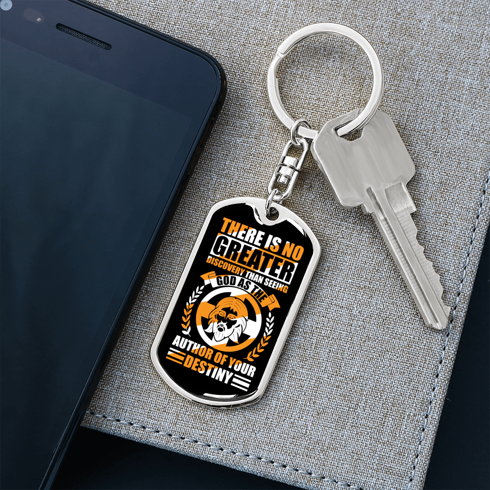 Seeing God As Author Keychain Stainless Steel or 18k Gold Dog Tag Keyring-Express Your Love Gifts