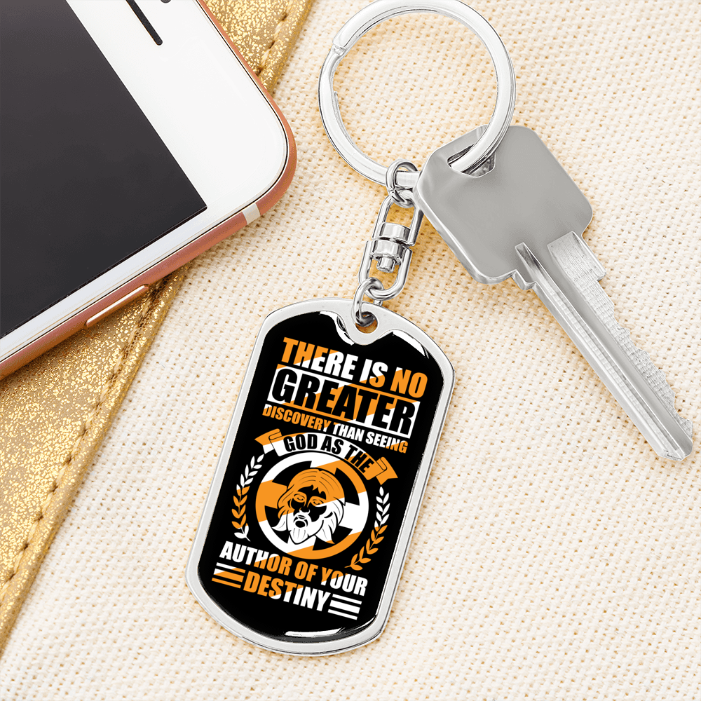 Seeing God As Author Keychain Stainless Steel or 18k Gold Dog Tag Keyring-Express Your Love Gifts