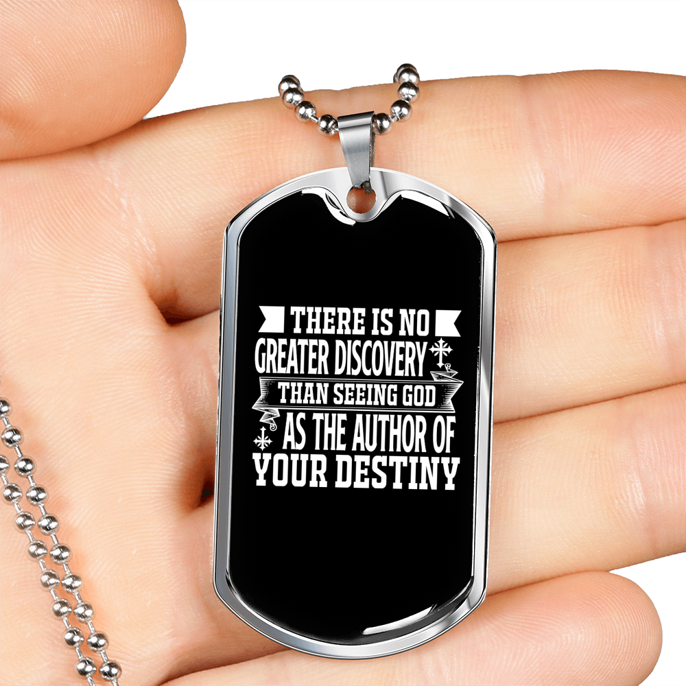 Seeing God Author Of Destiny Christian Necklace Stainless Steel or 18k Gold Dog Tag 24" Chain-Express Your Love Gifts
