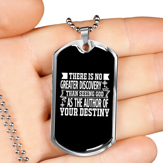 Seeing God Author Of Destiny Christian Necklace Stainless Steel or 18k Gold Dog Tag 24" Chain-Express Your Love Gifts