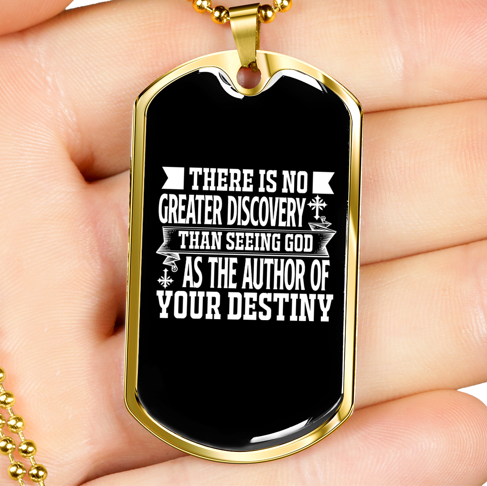 Seeing God Author Of Destiny Christian Necklace Stainless Steel or 18k Gold Dog Tag 24" Chain-Express Your Love Gifts