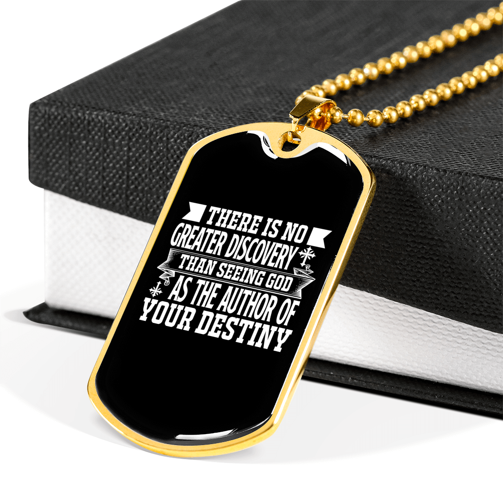 Seeing God Author Of Destiny Christian Necklace Stainless Steel or 18k Gold Dog Tag 24" Chain-Express Your Love Gifts