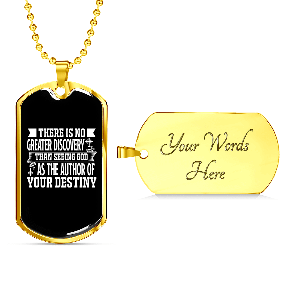 Seeing God Author Of Destiny Christian Necklace Stainless Steel or 18k Gold Dog Tag 24" Chain-Express Your Love Gifts