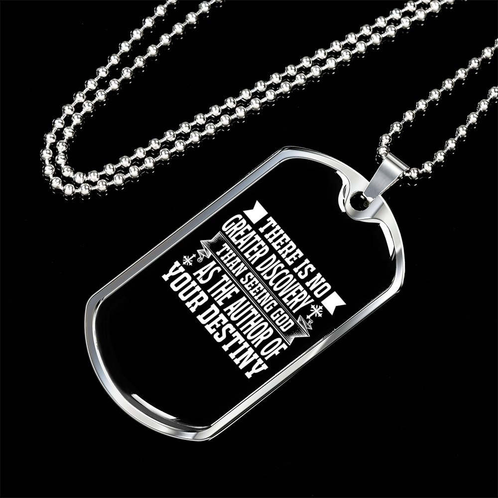 Seeing God Author Of Destiny Christian Necklace Stainless Steel or 18k Gold Dog Tag 24" Chain-Express Your Love Gifts