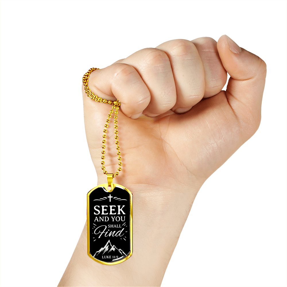 Seek And Find The Lord Christian Faith Necklace Stainless Steel or 18k Gold Dog Tag 24" Chain-Express Your Love Gifts