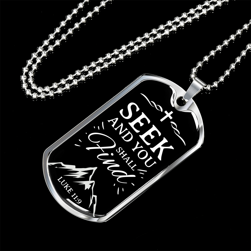 Seek And Find The Lord Christian Faith Necklace Stainless Steel or 18k Gold Dog Tag 24" Chain-Express Your Love Gifts