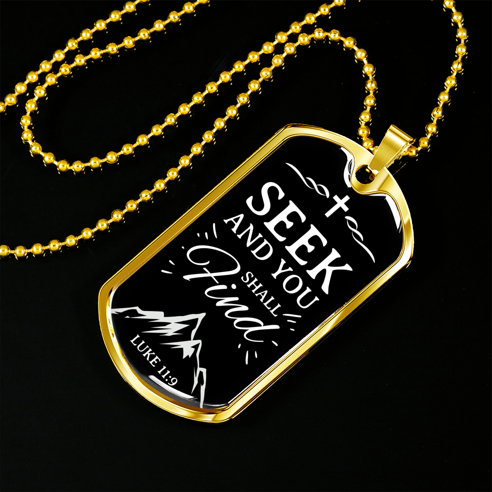 Seek And Find The Lord Christian Faith Necklace Stainless Steel or 18k Gold Dog Tag 24" Chain-Express Your Love Gifts