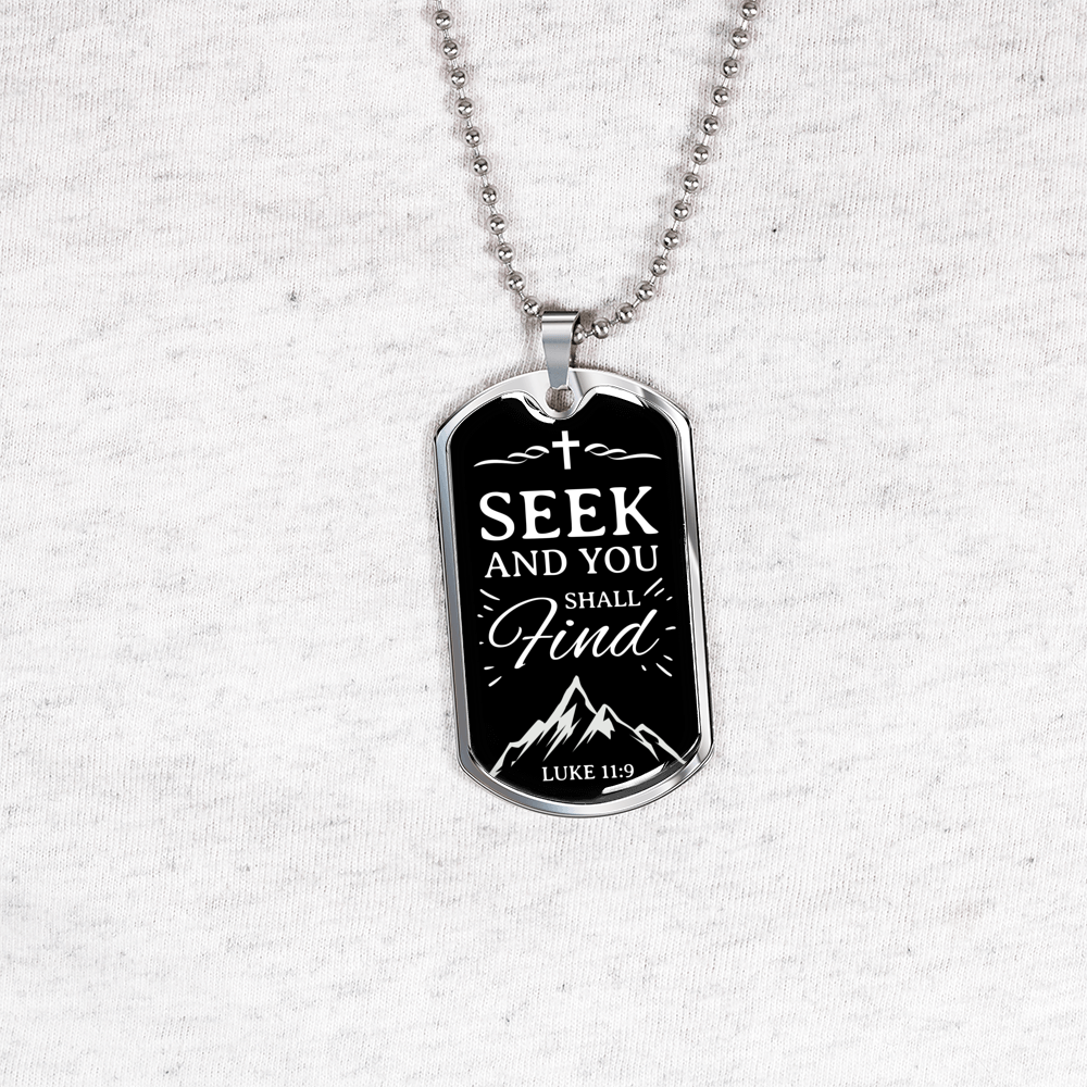 Seek And Find The Lord Christian Faith Necklace Stainless Steel or 18k Gold Dog Tag 24" Chain-Express Your Love Gifts