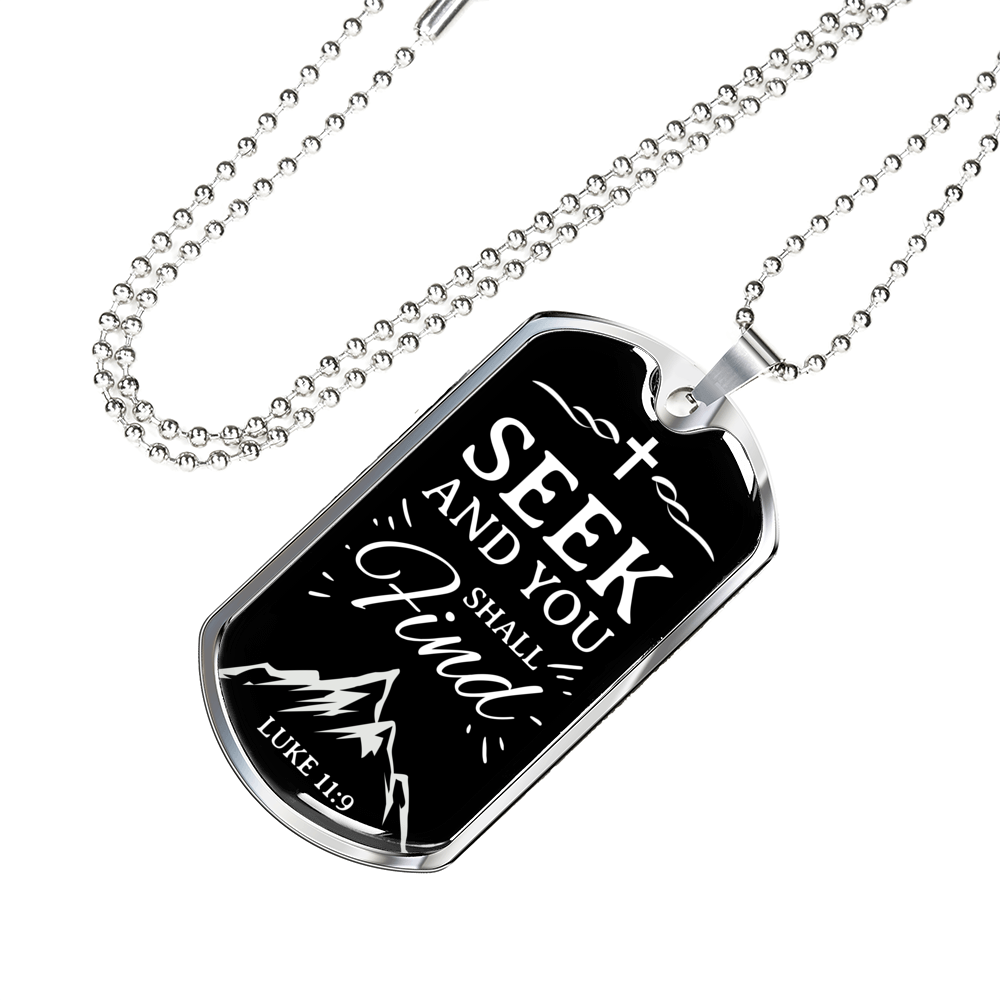 Seek And Find The Lord Christian Faith Necklace Stainless Steel or 18k Gold Dog Tag 24" Chain-Express Your Love Gifts