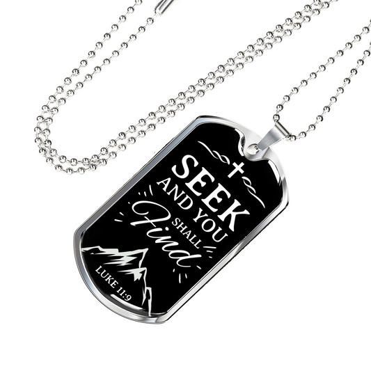 Seek And Find The Lord Christian Faith Necklace Stainless Steel or 18k Gold Dog Tag 24" Chain-Express Your Love Gifts