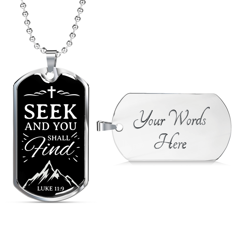 Seek And Find The Lord Christian Faith Necklace Stainless Steel or 18k Gold Dog Tag 24" Chain-Express Your Love Gifts