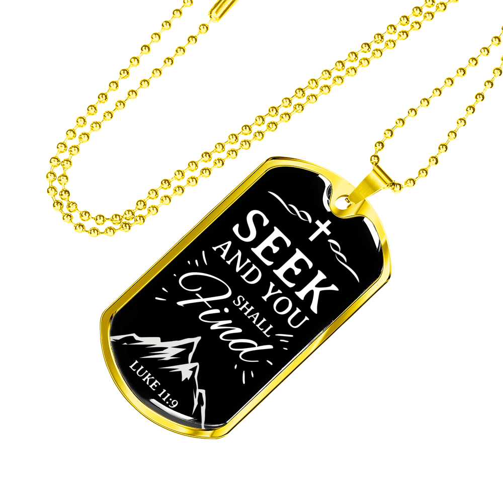 Seek And Find The Lord Christian Faith Necklace Stainless Steel or 18k Gold Dog Tag 24" Chain-Express Your Love Gifts