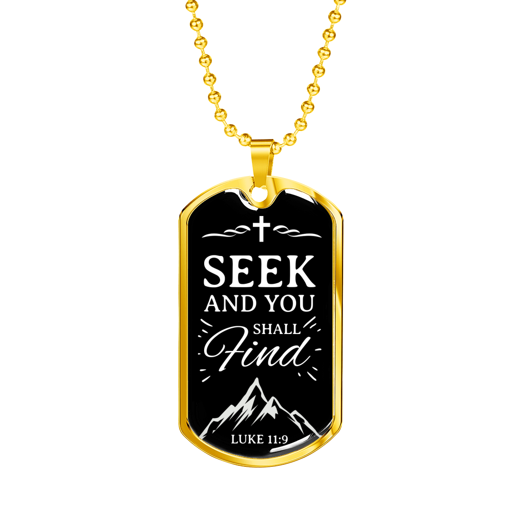 Seek And Find The Lord Christian Faith Necklace Stainless Steel or 18k Gold Dog Tag 24" Chain-Express Your Love Gifts