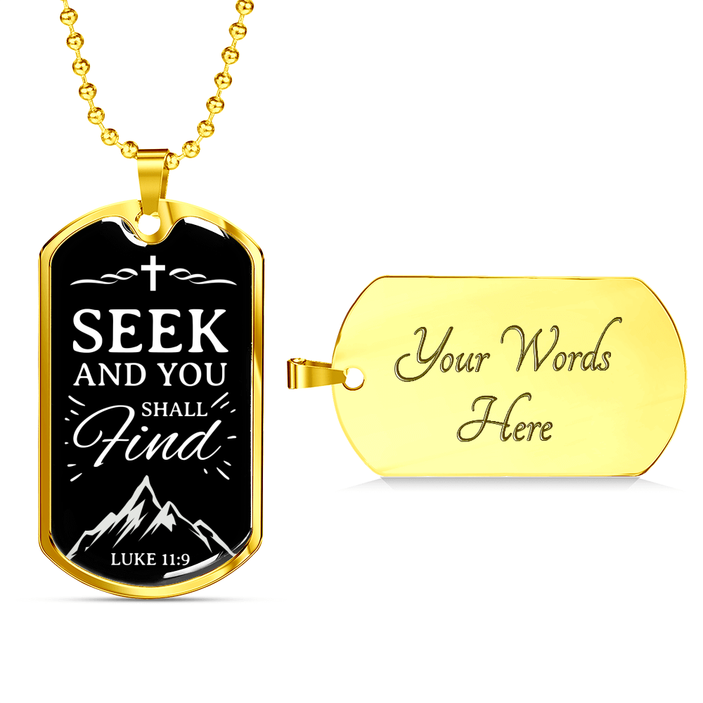 Seek And Find The Lord Christian Faith Necklace Stainless Steel or 18k Gold Dog Tag 24" Chain-Express Your Love Gifts