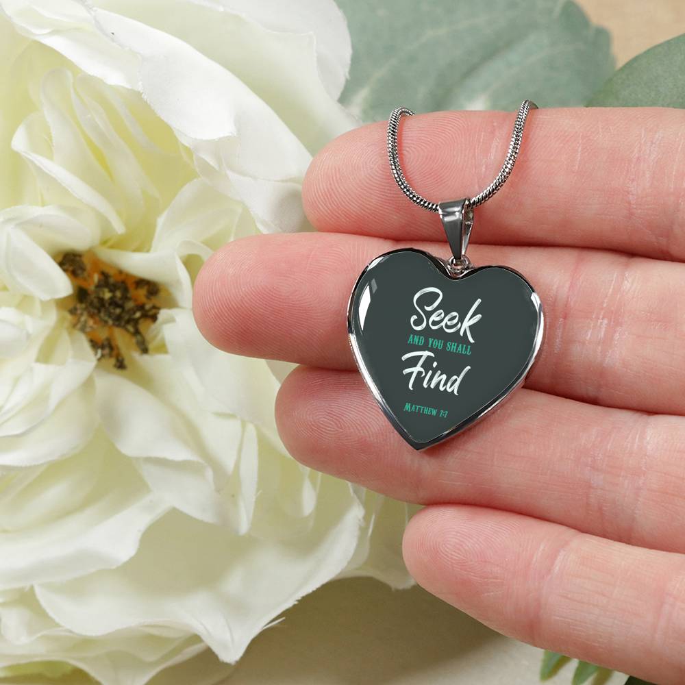 Seek And You Shall Find Necklace Stainless Steel or 18k Gold Pendant 18-22" - Express Your Love Gifts