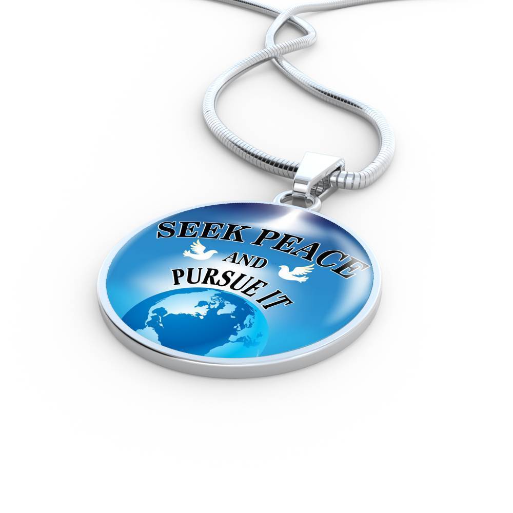 Seek Peace & Pursue It Christian Verse Gift Circle Necklace-Express Your Love Gifts