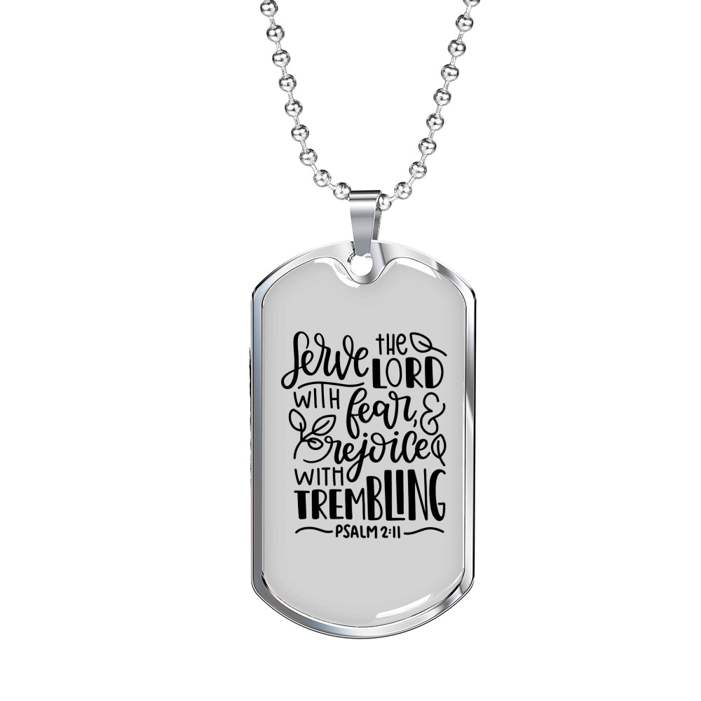 Serve The Lord Christian Necklace Stainless Steel or 18k Gold Dog Tag 24" Chain-Express Your Love Gifts