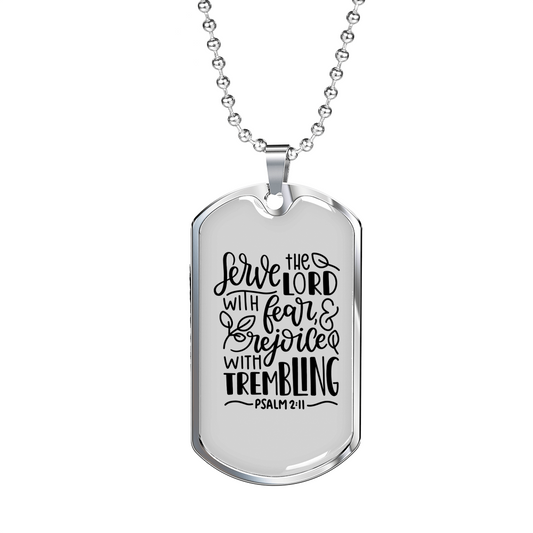Serve The Lord Christian Necklace Stainless Steel or 18k Gold Dog Tag 24" Chain-Express Your Love Gifts