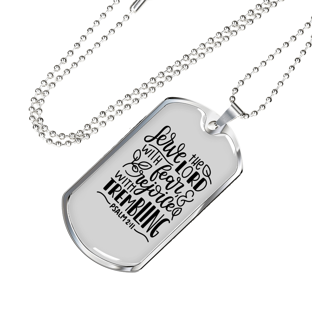 Serve The Lord Christian Necklace Stainless Steel or 18k Gold Dog Tag 24" Chain-Express Your Love Gifts