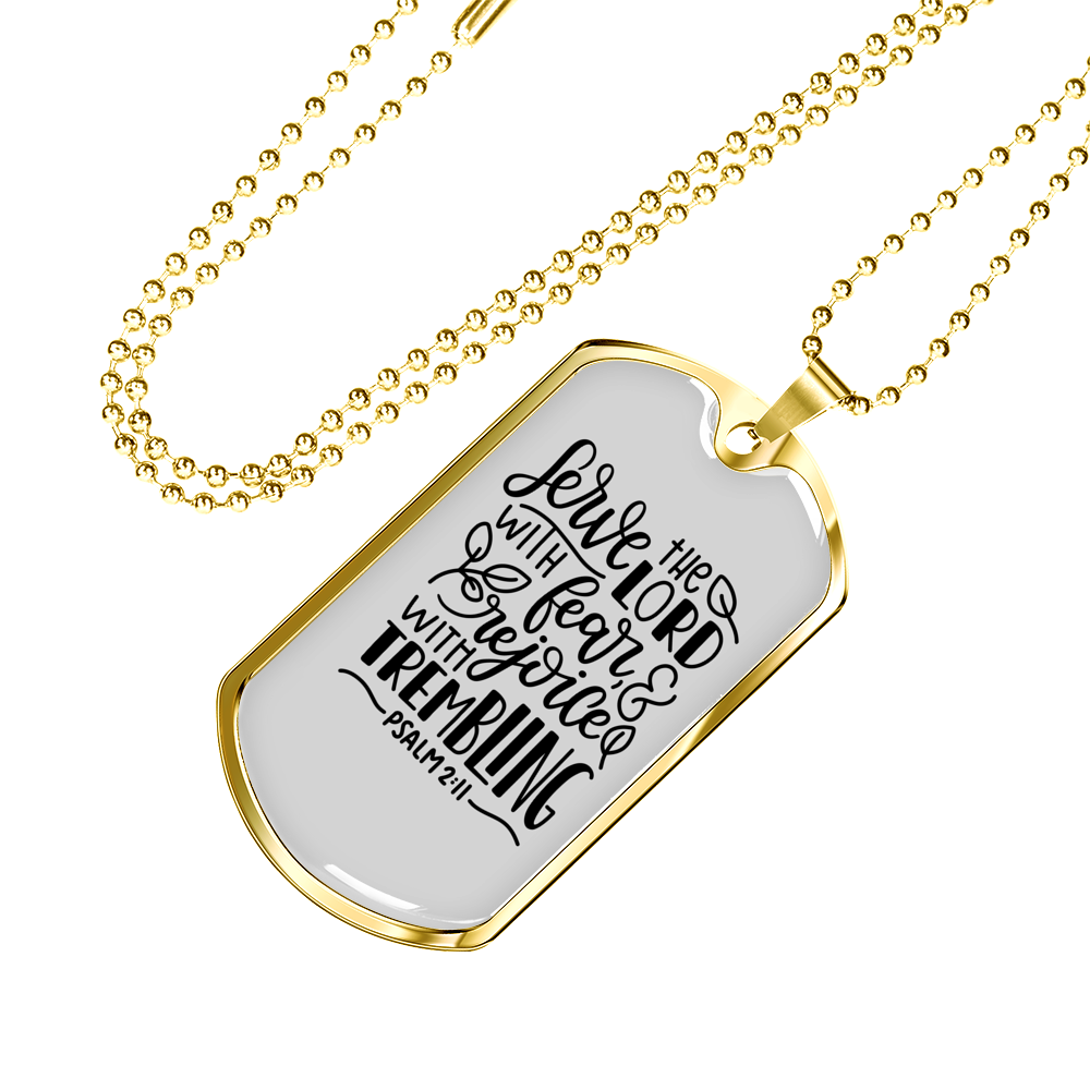 Serve The Lord Christian Necklace Stainless Steel or 18k Gold Dog Tag 24" Chain-Express Your Love Gifts