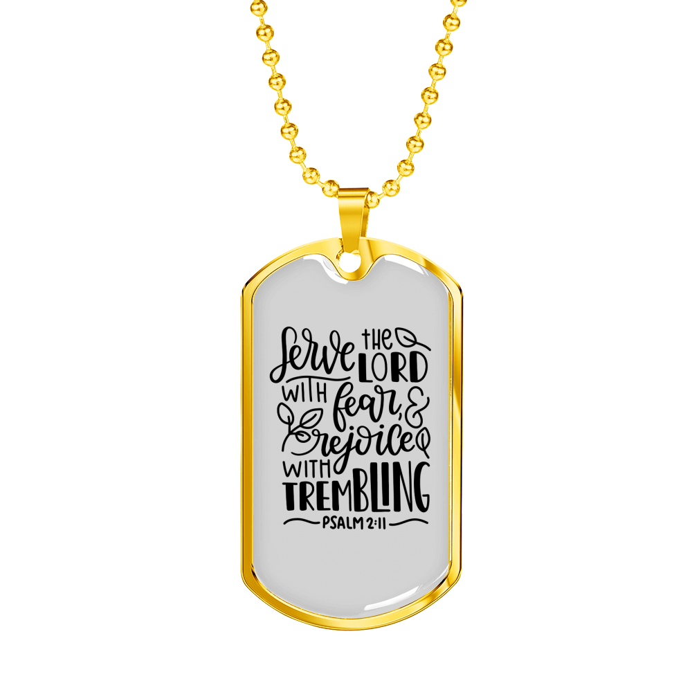 Serve The Lord Christian Necklace Stainless Steel or 18k Gold Dog Tag 24" Chain-Express Your Love Gifts