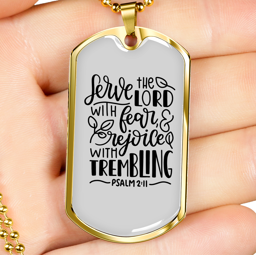 Serve The Lord Christian Necklace Stainless Steel or 18k Gold Dog Tag 24" Chain-Express Your Love Gifts