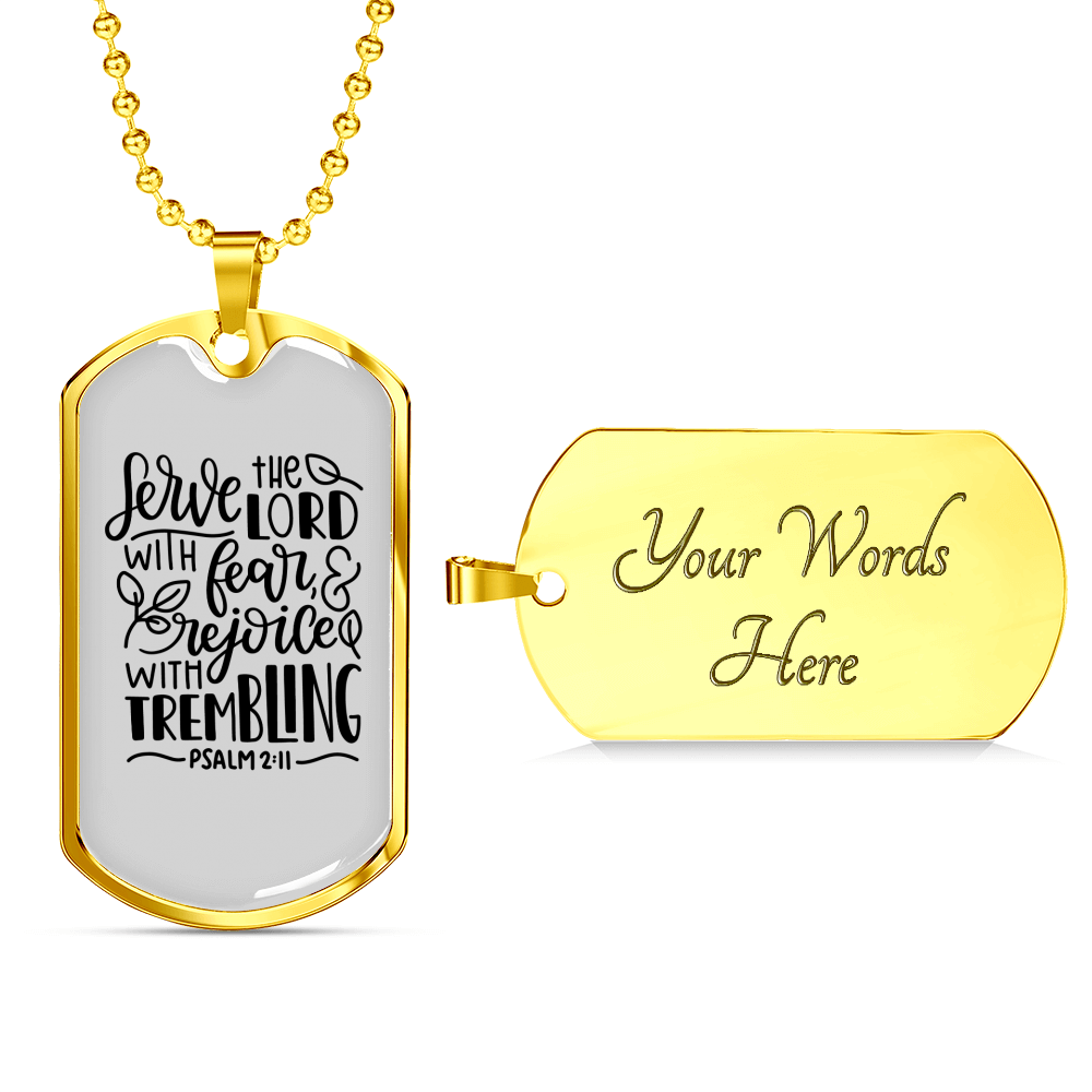 Serve The Lord Christian Necklace Stainless Steel or 18k Gold Dog Tag 24" Chain-Express Your Love Gifts