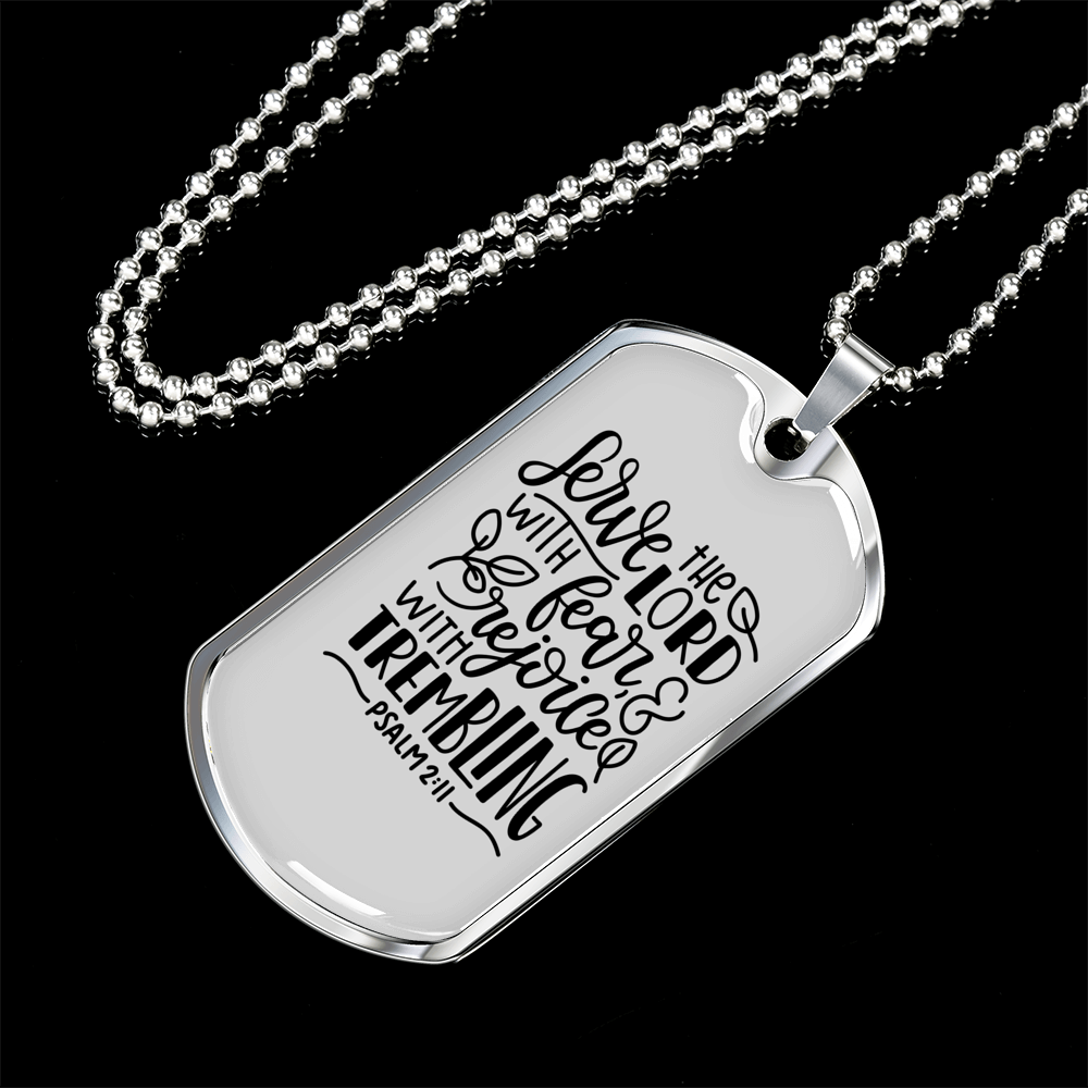 Serve The Lord Christian Necklace Stainless Steel or 18k Gold Dog Tag 24" Chain-Express Your Love Gifts