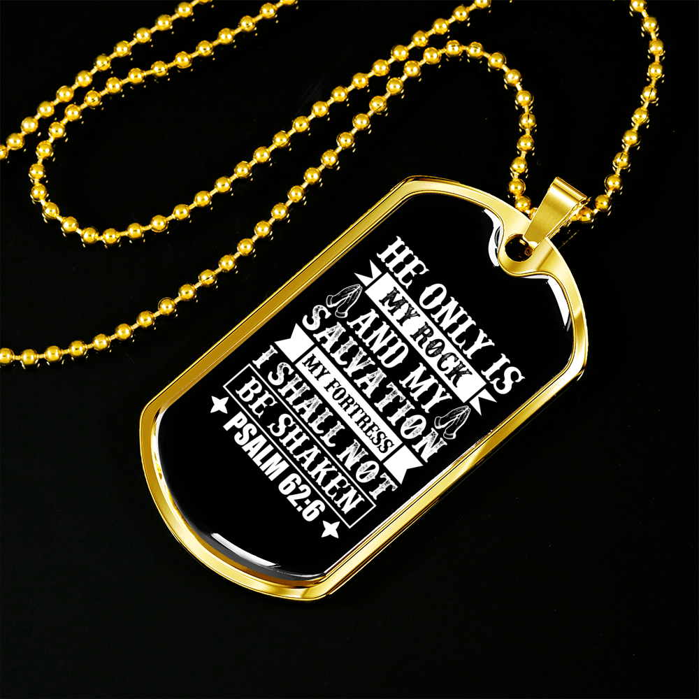 Shall Not Be Shaken Christian Necklace Stainless Steel or 18k Gold Dog Tag 24" Chain-Express Your Love Gifts