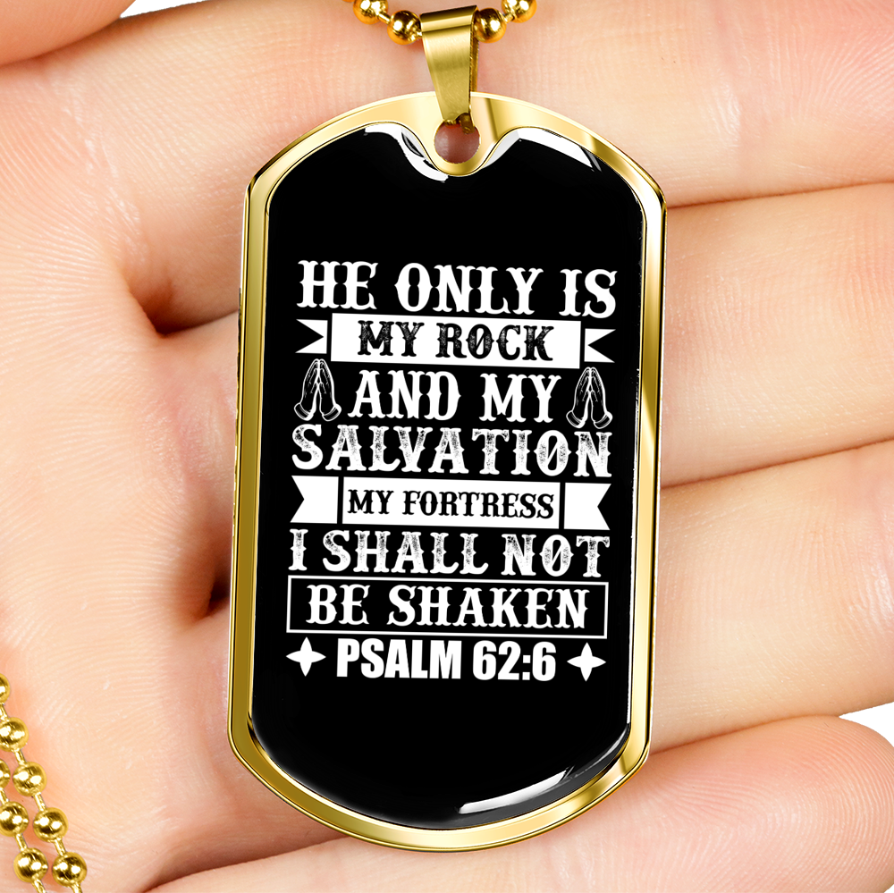 Shall Not Be Shaken Christian Necklace Stainless Steel or 18k Gold Dog Tag 24" Chain-Express Your Love Gifts
