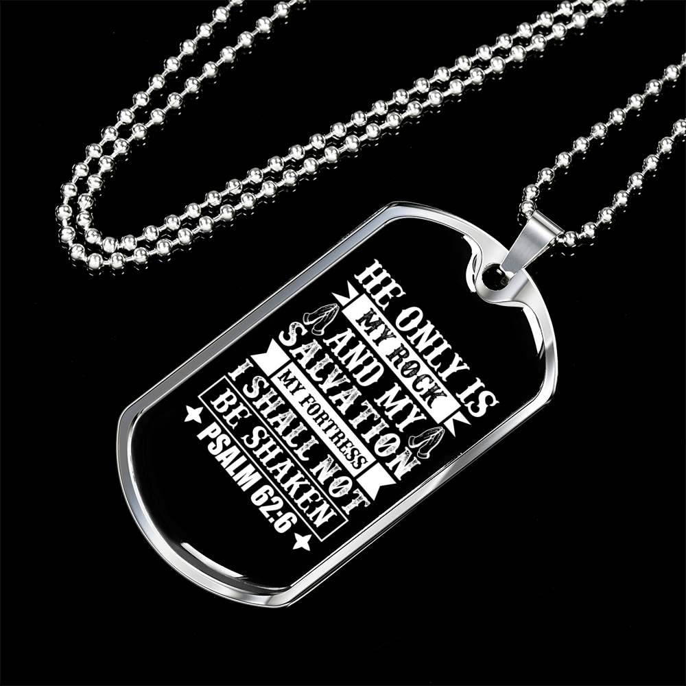 Shall Not Be Shaken Christian Necklace Stainless Steel or 18k Gold Dog Tag 24" Chain-Express Your Love Gifts