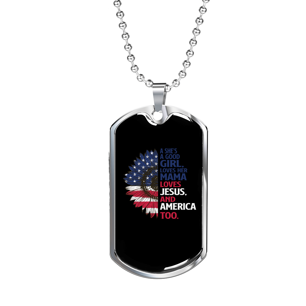 She's a Good Girl Christian Necklace Stainless Steel or 18k Gold Dog Tag 24" Chain-Express Your Love Gifts